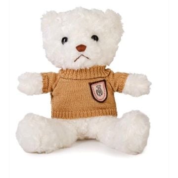 Miś biały 22cm w sweterku latte