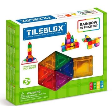 Tileblox zestaw tęczowy 30el z tablicą magnetyczną