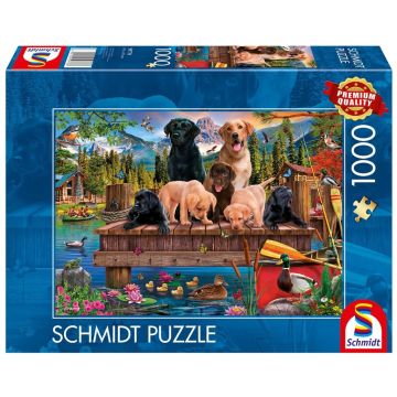 Puzzle PQ 1000 Psia rodzina nad jeziorem G3