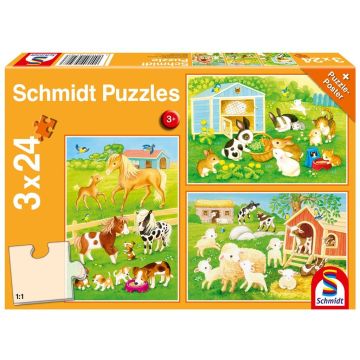 Puzzle 3x24 Słodkie zwierzaki G3