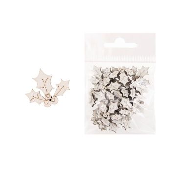 Dekoracja drewniana 24szt Ostrokrzew