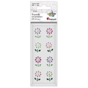 Kryształki samoprzylepne kwiaty 13x21mm mix 8szt