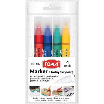 Marker akrylowy okrągła końcówka 2,5mm 4kol