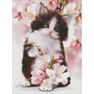 Diamentowa mozaika - Puszysty kotek 30x40cm