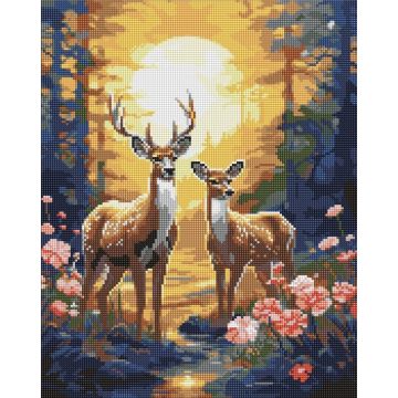 Diamentowa mozaika - Wdzięczny jeleń 40x50cm