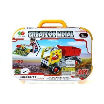 Klocki metalowe do skręcania z matą w walizce
