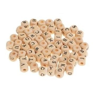 Koraliki drewniane alfabet 8mm 60szt