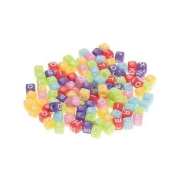 Koraliki akrylowe alfabet 6x6mm 20g