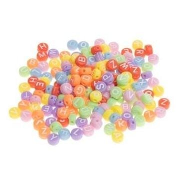 Koraliki akrylowe alfabet 4x7mm 20g