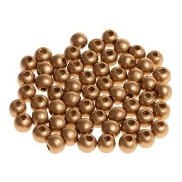 Koraliki drewniane do nawlekania złote 10mm 60szt
