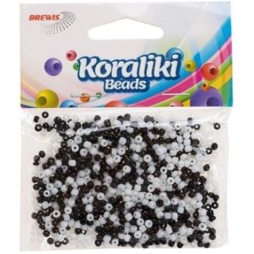 Koraliki akrylowe do nawlekania białe czarne 35mm