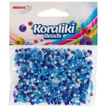 Koraliki akrylowe do nawlekania białe niebieskie