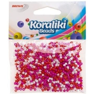 Koraliki akrylowe do nawlekania białe czerwone 35m