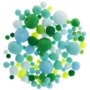 Pompony odcienie zielone i niebieskie 20g