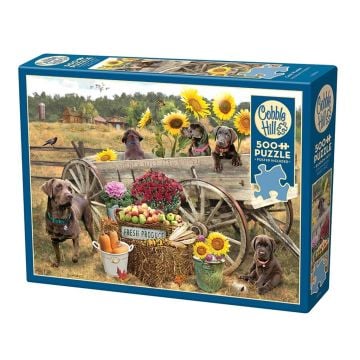 Puzzle 500 Labradory z wozu, koniom lżej G3