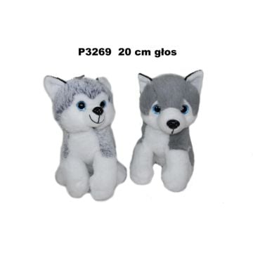 Pies husky z głosem 20cm MIX