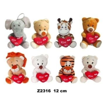 Zwierzęta z sercem 12cm MIX