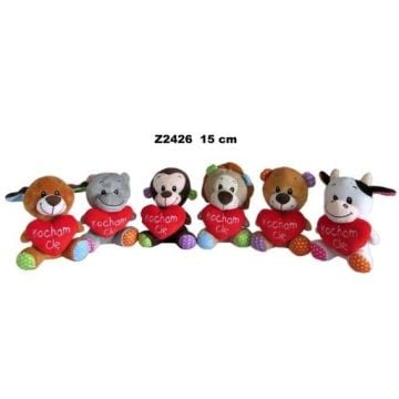 Zwierzęta z sercem 15cm MIX