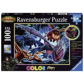 Puzzle 100 świecące - Smoki