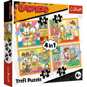 Puzzle 4w1 Garfield kocha lazanię TREFL