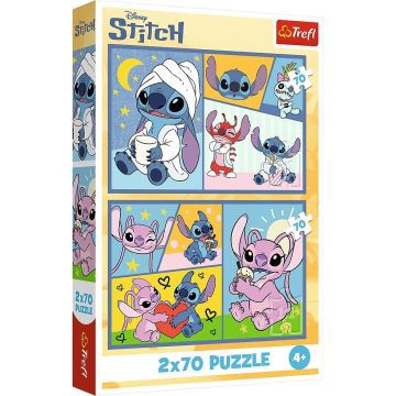 Puzzle 2x70 Ze Stitchem nie ma nudy TREFL