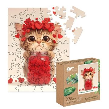 Puzzle drewniane 50 Kotek pełen miłości