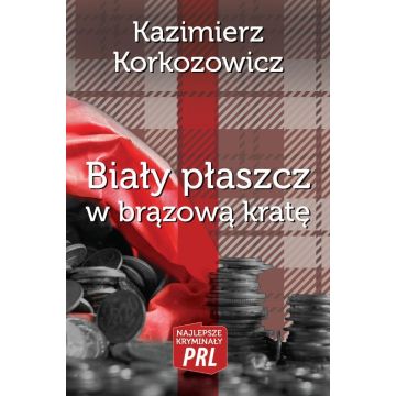 Biały płaszcz w brązową kratę