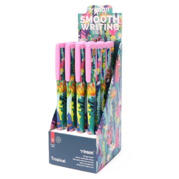 Długopis z zatyczką Fashion Tropical nieb. (20szt)