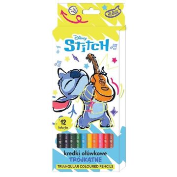 Kredki ołówkowe trójkątne 12 kolorów Stitch