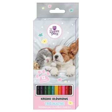 Kredki ołówkowe trójkątne The Sweet Pets 12 kol.