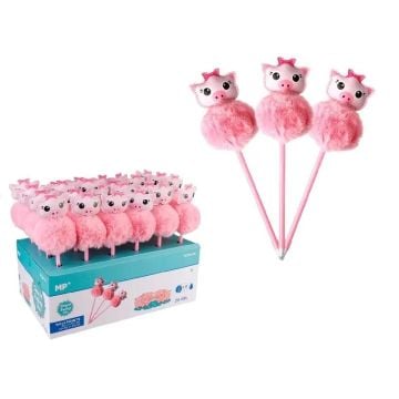 Długopis z pomponem 1.0mm Świnki (24szt)