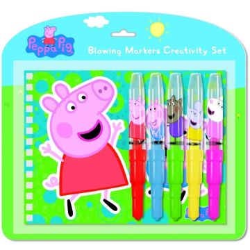 Zestaw markery Peppa 5szt + notes +szablon