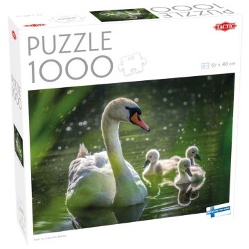 Puzzle 1000 Łabędź na jeziorze z dziećmi
