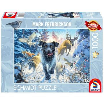 Puzzle PQ 1000 Mark Fredrickson Labrador na śniegu