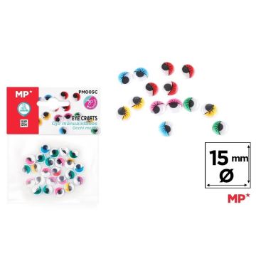 Oczy ruchome samoprzylepne kolorowe 15mm