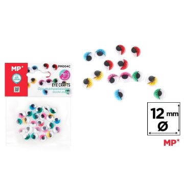 Oczy ruchome samoprzylepne kolorowe 12mm