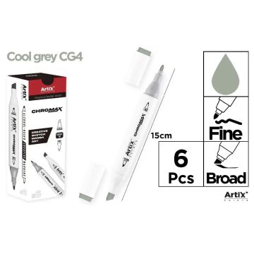 Marker Chromax z 2 końcówk. cool grey CG4 (6szt)
