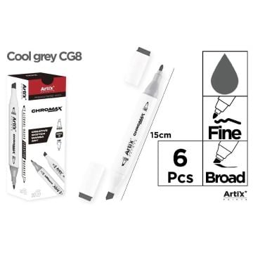 Marker Chromax z 2 końcówk. cool grey CG8 (6szt)