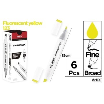 Marker Chromax z 2 końcówk. fluor yellow 123(6szt)