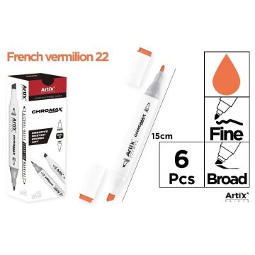 Marker Chromax z 2 końcówk. vermilion 22 (6szt)
