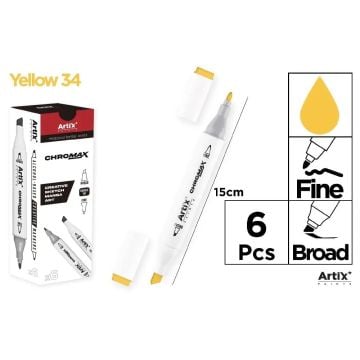 Marker Chromax z 2 końcówk. yellow 34 (6szt)