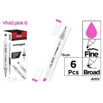Marker Chromax z 2 końcówk. vivid pink 6 (6szt)