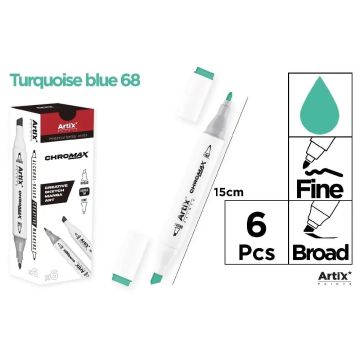 Marker Chromax z 2 końcówk turquoise blue 68 (6szt