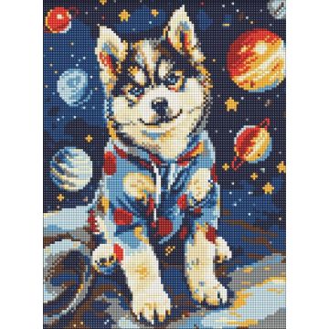 Diamentowa mozaika - Kosmiczny husky 30x40cm