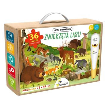 Zwierzęta lasu. Puzzle interaktywne Kakadu