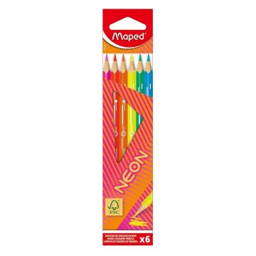 Kredki trójkątne neon 6 kolorów MAPED