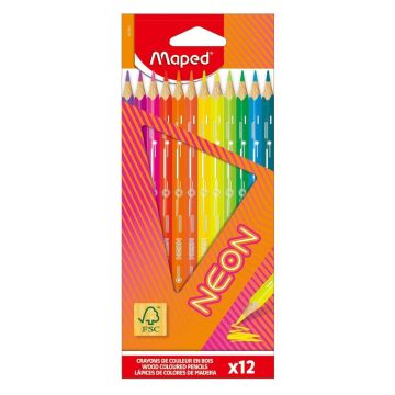 Kredki trójkątne neon 12 kolorów MAPED