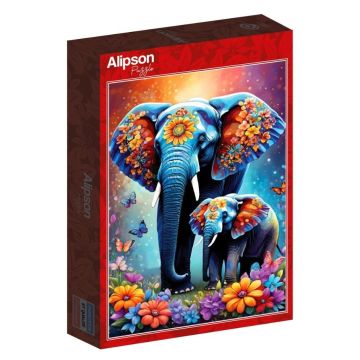 Puzzle 1000 Matczyna miłość - Słonie