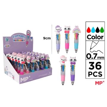 Długopis mini 4-kolorowy 0.7mm kotki tęcza (36szt)