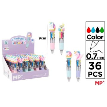 Długopis mini 4-kolorowy 0.7mm jednorożec (36szt)